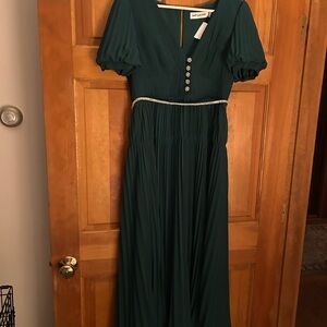Self-Portrait Teal Maxi Dress with Button Accents
